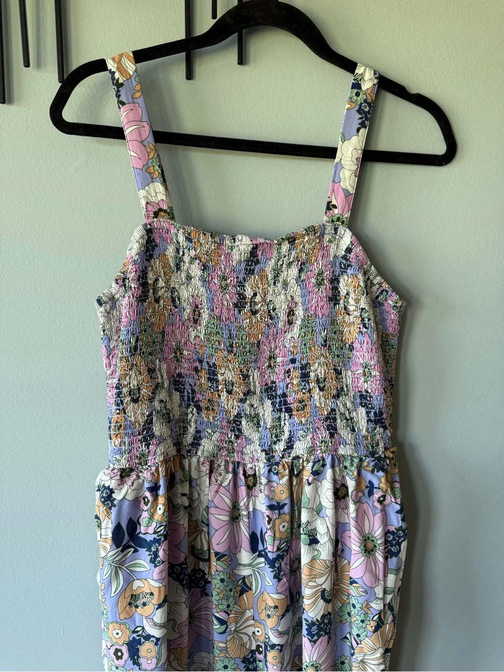 Floral Smocked Jumpsuit - Pastel Pink & Blue